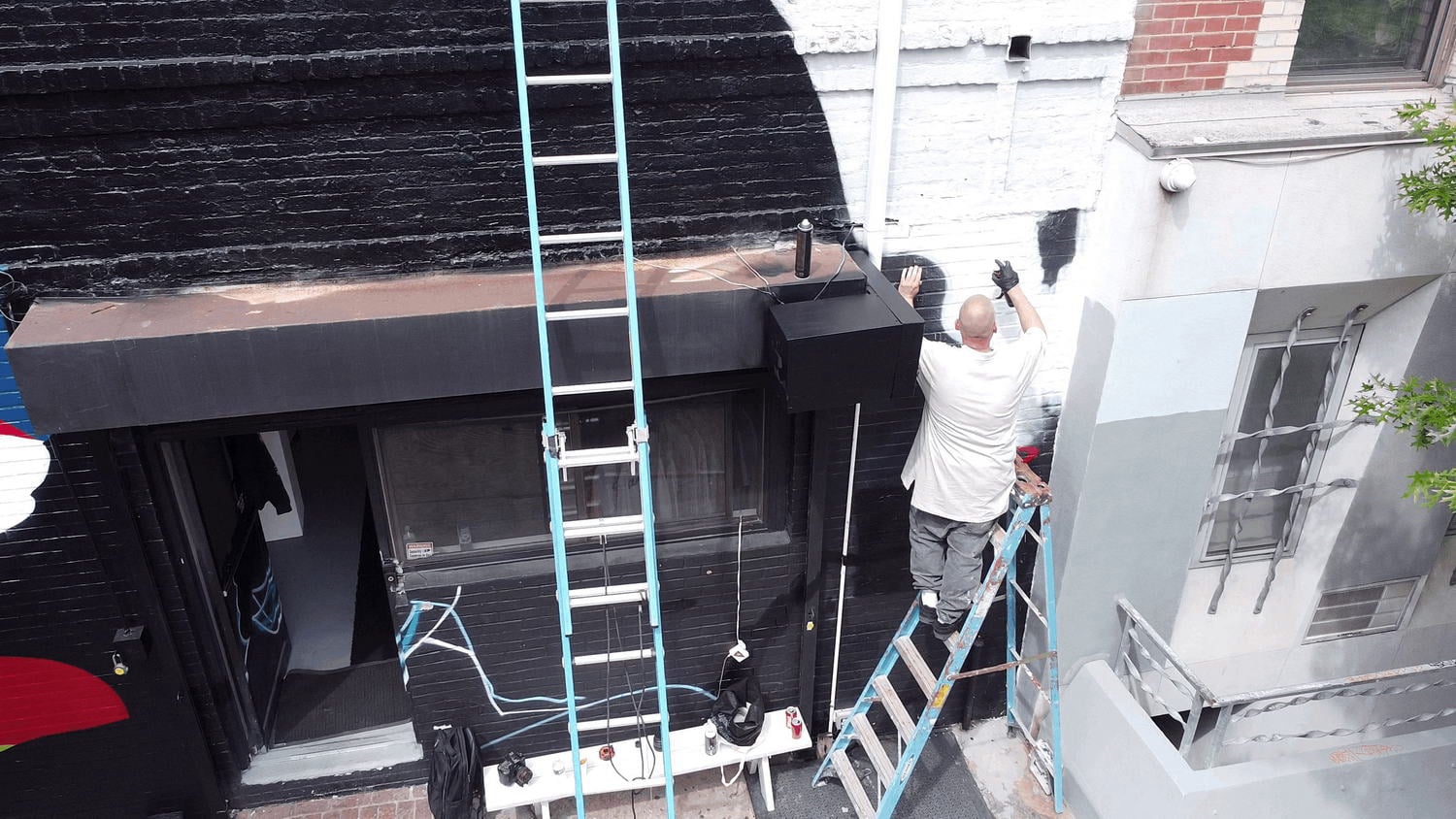 WORK IN PROGRESS STREET ART MURAL BY SOZYONE FOR EL MALO SOLO URBAN ART SHOW NEW YORK CLLCTV.NYC GALLERY