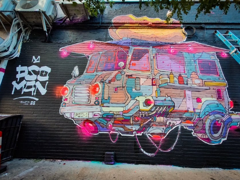 STREET ART MURAL BY PSOMAN FOR HALOS SOLO URBAN ART SHOW NEW YORK CLLCTV.NYC GALLERY