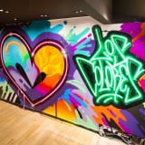 STREET ART MURAL BY JASON NAYLOR AND ADAM FUJITA FOR LOS COLORES GROUP URBAN ART SHOW LIEGE BELGIUM AT THE BURONZU GALLERY